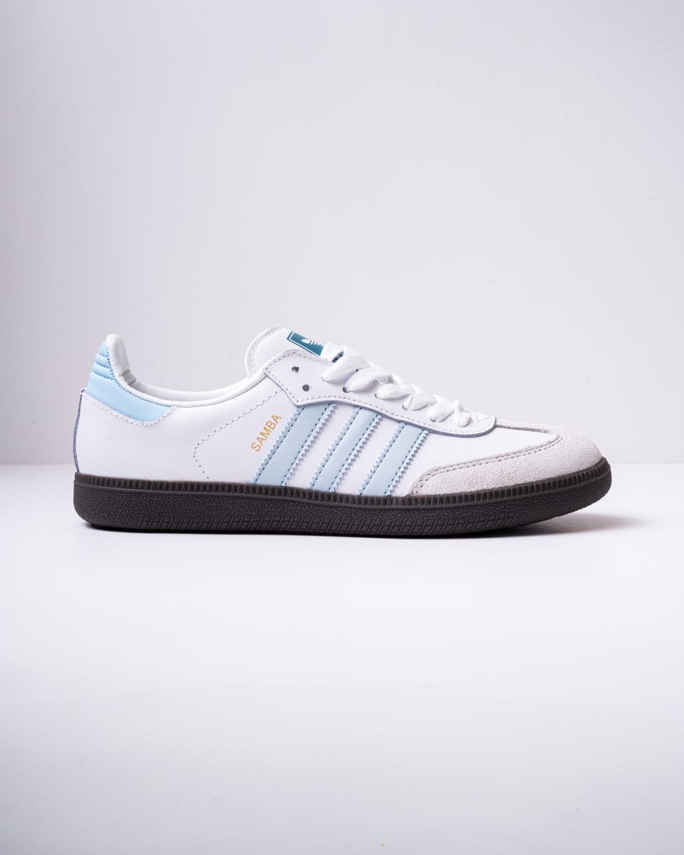 Adidas Samba OG sneaker in a white and light blue colorway
